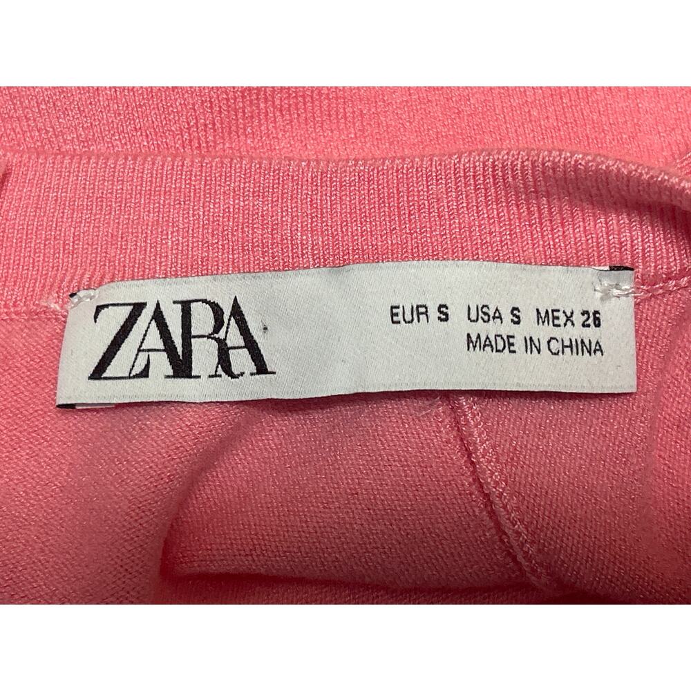 Zara Women's Pink Knit Sleeveless Button Back Crop Sweater Vest Tank Top Size S - Picture 3 of 4